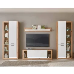 Moderne Wohnwände|Wohnwand 300 Cm*Pharao24 Anbauwand Asprecca