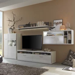 Moderne Wohnwände|Hochglanz Wohnwände*Pharao24 Anbauwand Lefaria