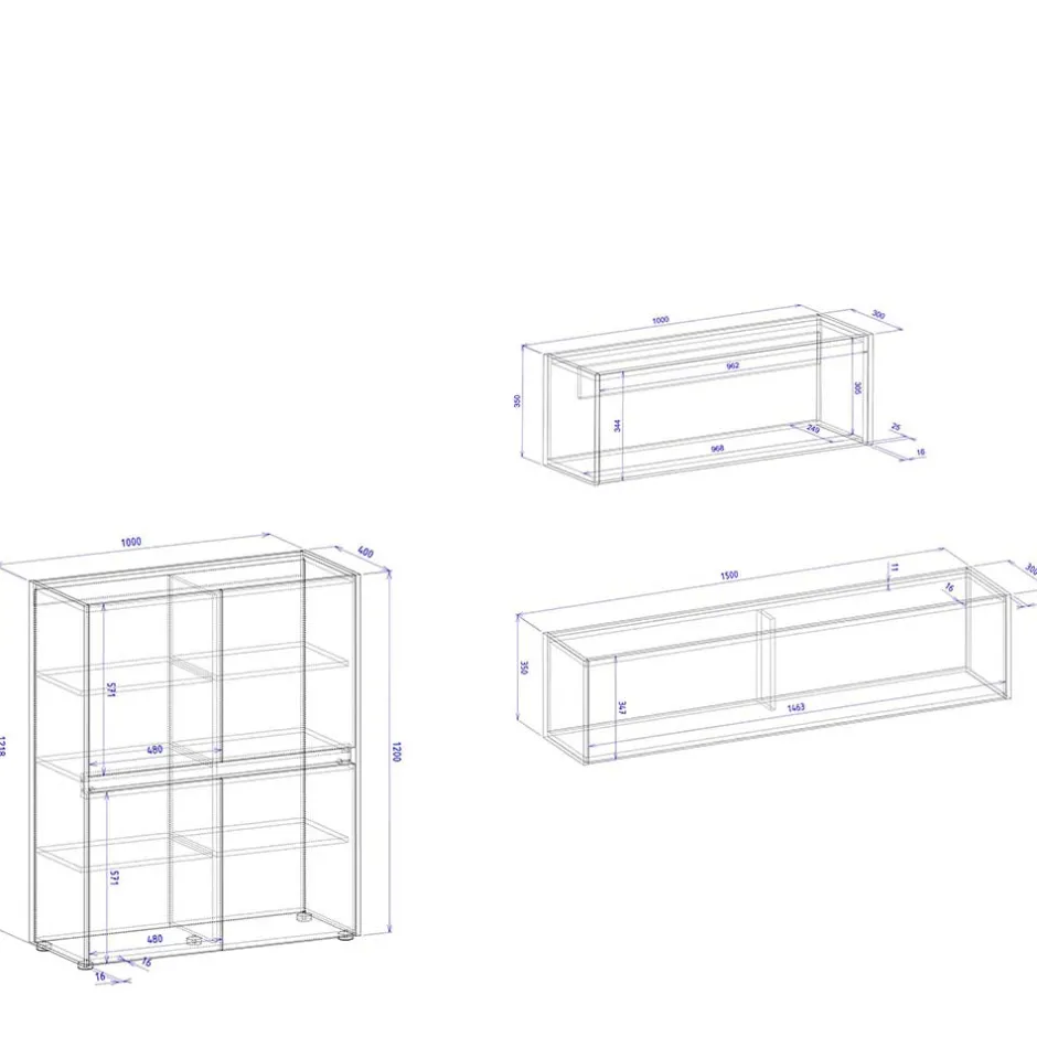 Moderne Wohnwände|Wohnwand 350 Cm*Pharao24 Anbauwand mit Schreibplatz Uzniana