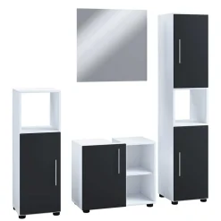 Badmöbel Sets*Pharao24 Bad Set Schwarz Weiß Litora