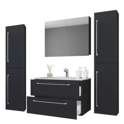 Pharao24 Bad Set 4-teilig schwarz Bonsai> Badmöbel Sets