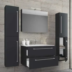 Pharao24 Bad Set 4-teilig schwarz Bonsai> Badmöbel Sets