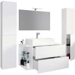 Pharao24 Bad Set weiß 4-teilig Pseidoca> Badmöbel Sets