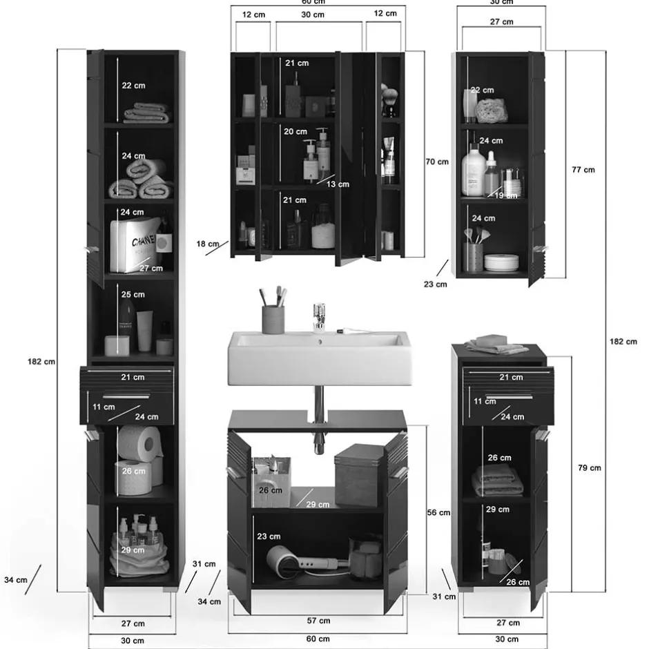 Pharao24 Badezimmer Einrichtung Reggio> Badmöbel Sets