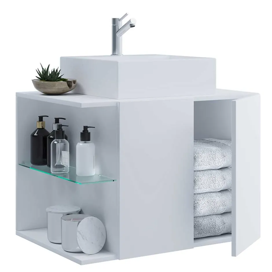 Pharao24 Badezimmer Schrank weiß Pseidoca> Waschbeckenunterschränke|Bad Unterschränke