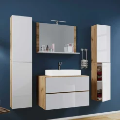 Pharao24 Badezimmereinrichtung zweifarbig Entradaro> Badmöbel Sets