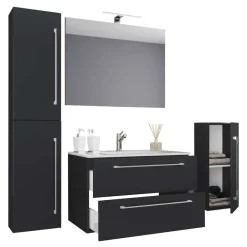 Pharao24 Badezimmermöbelset schwarz Bonsai> Badmöbel Sets