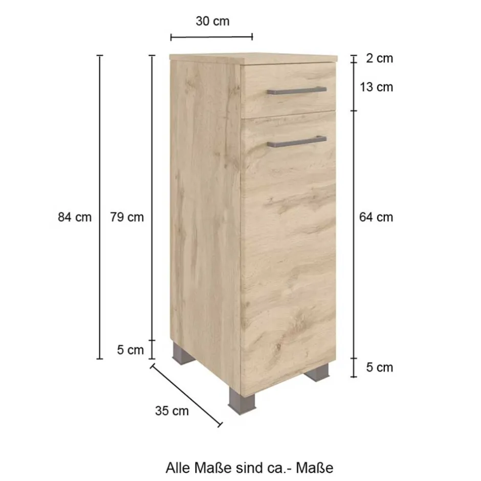 Pharao24 Badezimmerschrank schmal Longos> Badezimmerschränke|Bad Unterschränke