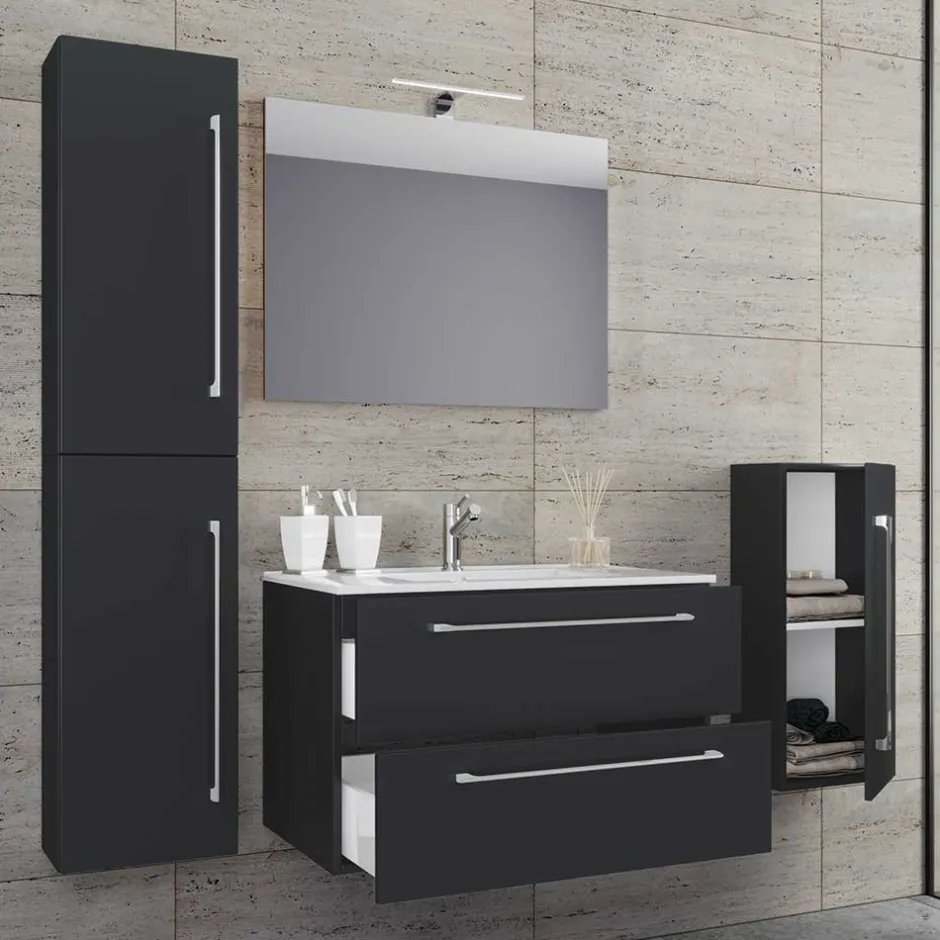 Pharao24 Badezimmerset in Schwarz Bonsai> Badmöbel Sets