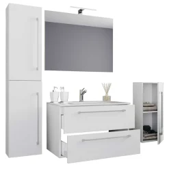 Badmöbel Sets*Pharao24 Badezimmerset in Weiß Selami