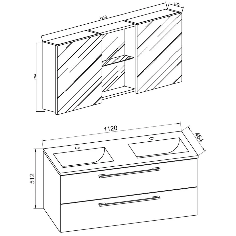 Pharao24 Badmöbel mit Spiegelschrank Lasina> Badmöbel Sets