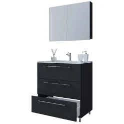 Badmöbel Sets*Pharao24 Badmöbel schwarz weiß Bonsai