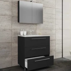 Badmöbel Sets*Pharao24 Badmöbel schwarz weiß Bonsai