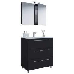 Badmöbel Sets*Pharao24 Badmöbel schwarz weiß Bonsai