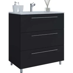 Badmöbel Sets*Pharao24 Badmöbel schwarz weiß Bonsai