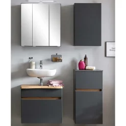 Pharao24 Badmöbel Set Dunkelgrau Pegruan> Badmöbel Sets