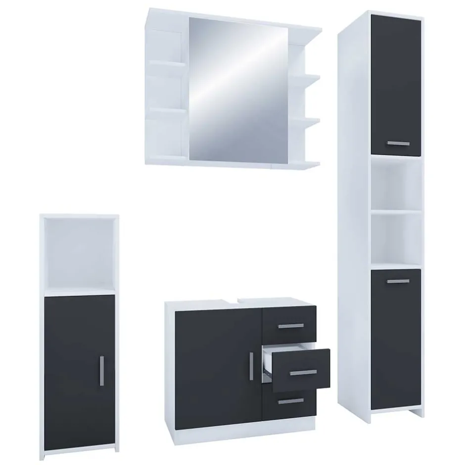 Pharao24 Badmöbel Set schwarz weiß Panales> Badmöbel Sets