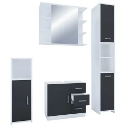 Pharao24 Badmöbel Set schwarz weiß Panales> Badmöbel Sets