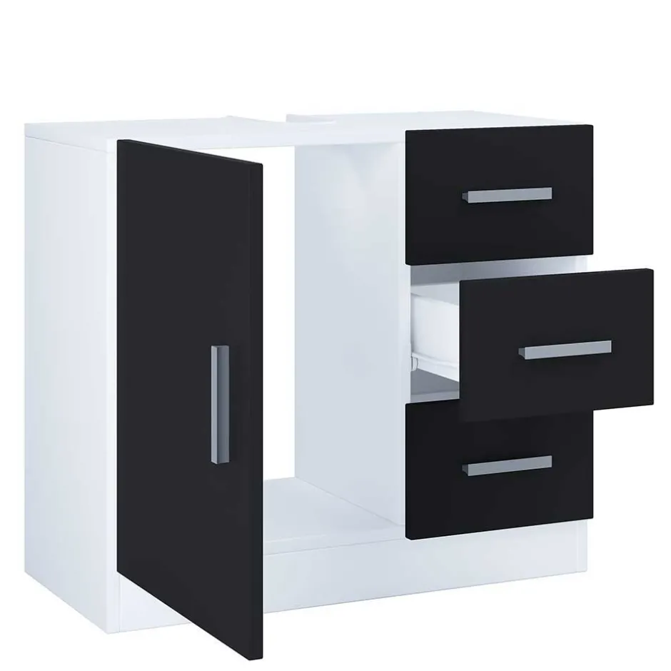 Pharao24 Badmöbel Set schwarz weiß Panales> Badmöbel Sets