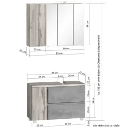 Badmöbel Sets*Pharao24 Badset mit Spiegelschrank Tagma