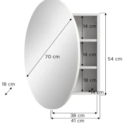 Pharao24 Badspiegelschrank rund Sismail><noscript><img width=
