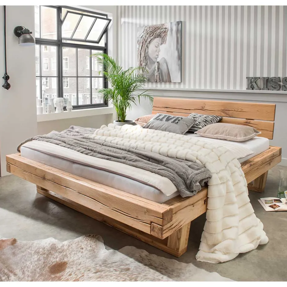 Massivholzmöbel|Balkenbett*Pharao24 Balkenbett Wildeiche Blacorona