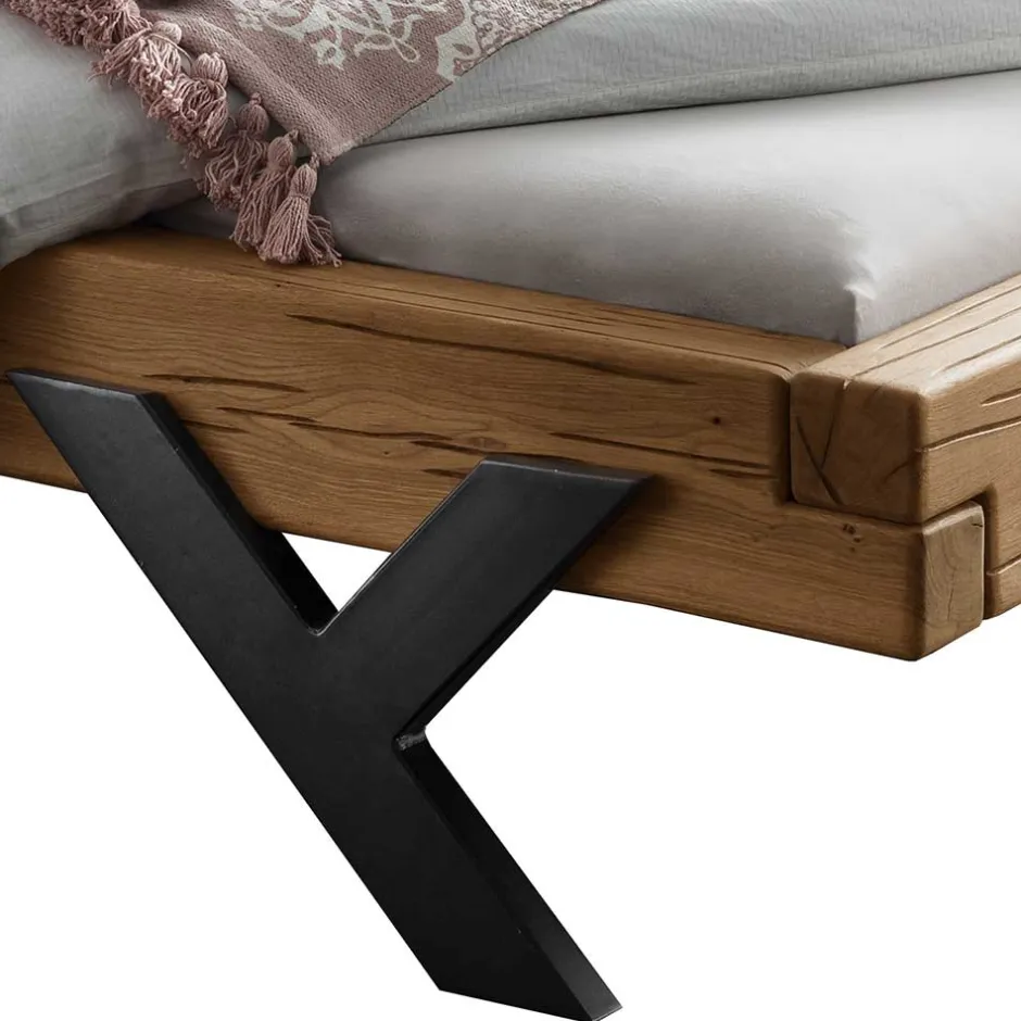 Doppelbetten|Massivholzbetten*Pharao24 Balkenbett Wildeiche Lucca