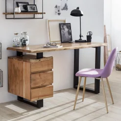 Pharao24 Baumkanten Schreibtisch Ladacia> Massivholztische|Computertische