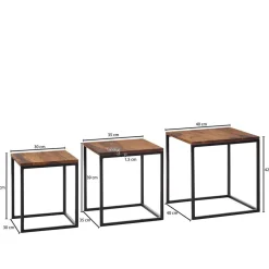 Wohnzimmertisch|Massivholztische*Pharao24 Beistelltisch 3er Set Rumion