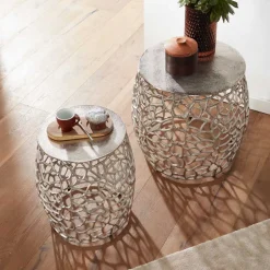 Wohnzimmertisch|Beistelltische*Pharao24 Beistelltisch Set Metall Curtis