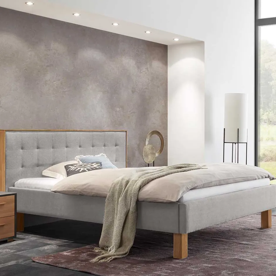 Pharao24 Bett Grau Eiche Bianco Avelinos> Polsterbetten