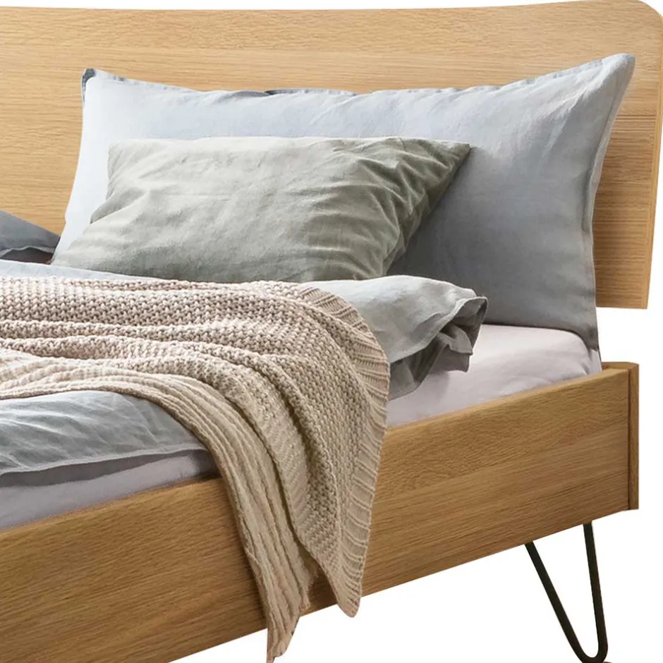 Pharao24 Bettgestell Eiche hell geölt Vovila> Doppelbetten|Massivholzbetten