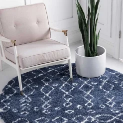 Pharao24 Blauer Shaggy Teppich Vulin><noscript><img width=