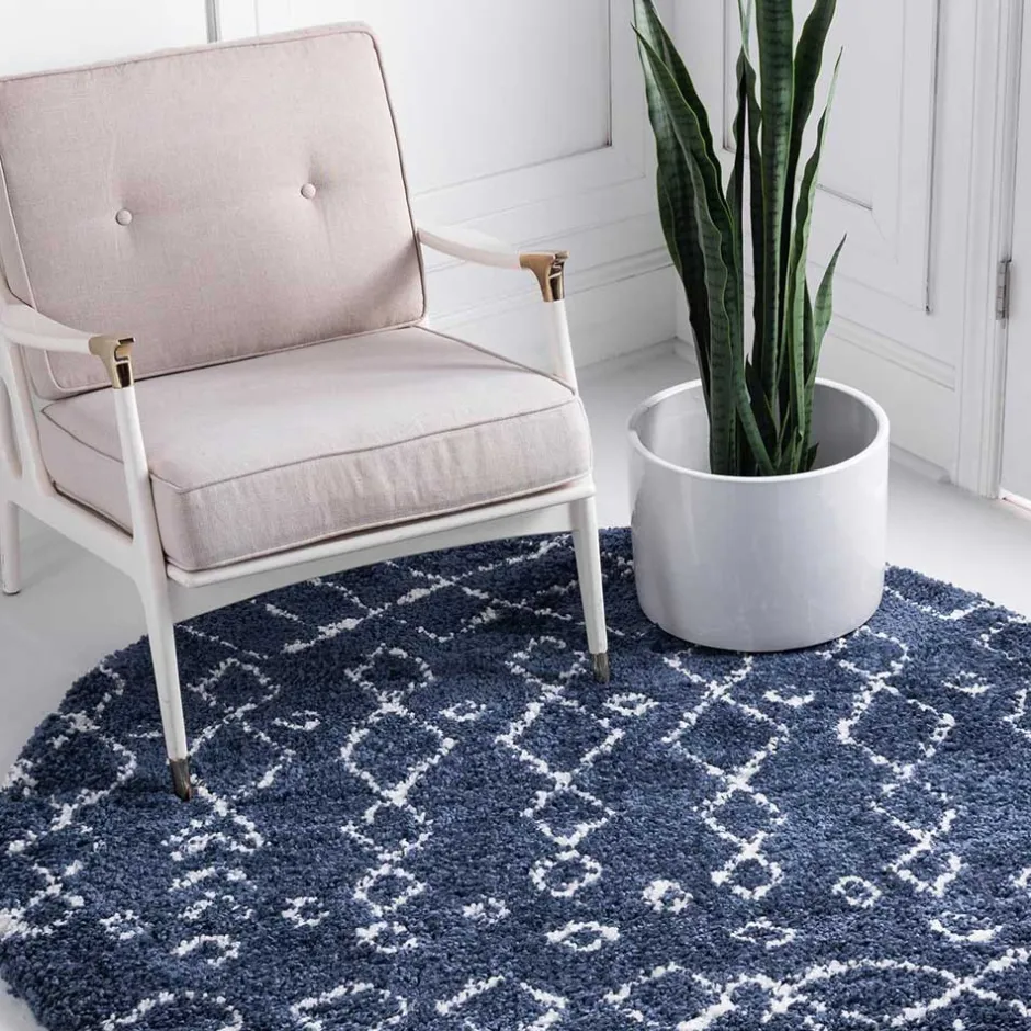 Pharao24 Blauer Shaggy Teppich Vulin> Teppiche