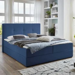Funktionsbetten|Schubkastenbetten*Pharao24 Blaues Boxspringbett Saragoza