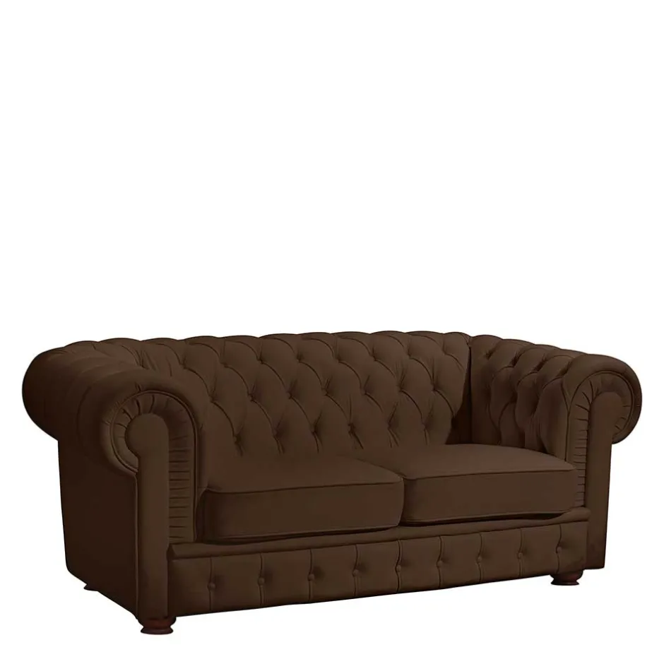 Wohnzimmercouch|2 Sitzer Sofa*Pharao24 Braune Ledercouch Madita