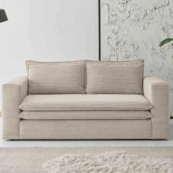 Wohnzimmercouch|2 Sitzer Sofa*Pharao24 Breitcord Sofa Beige Edance