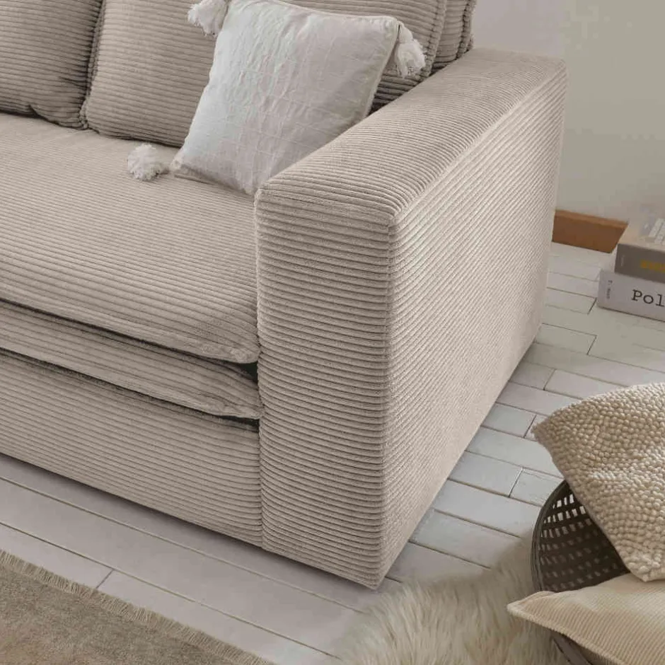 Wohnzimmercouch|2 Sitzer Sofa*Pharao24 Breitcord Sofa Beige Edance