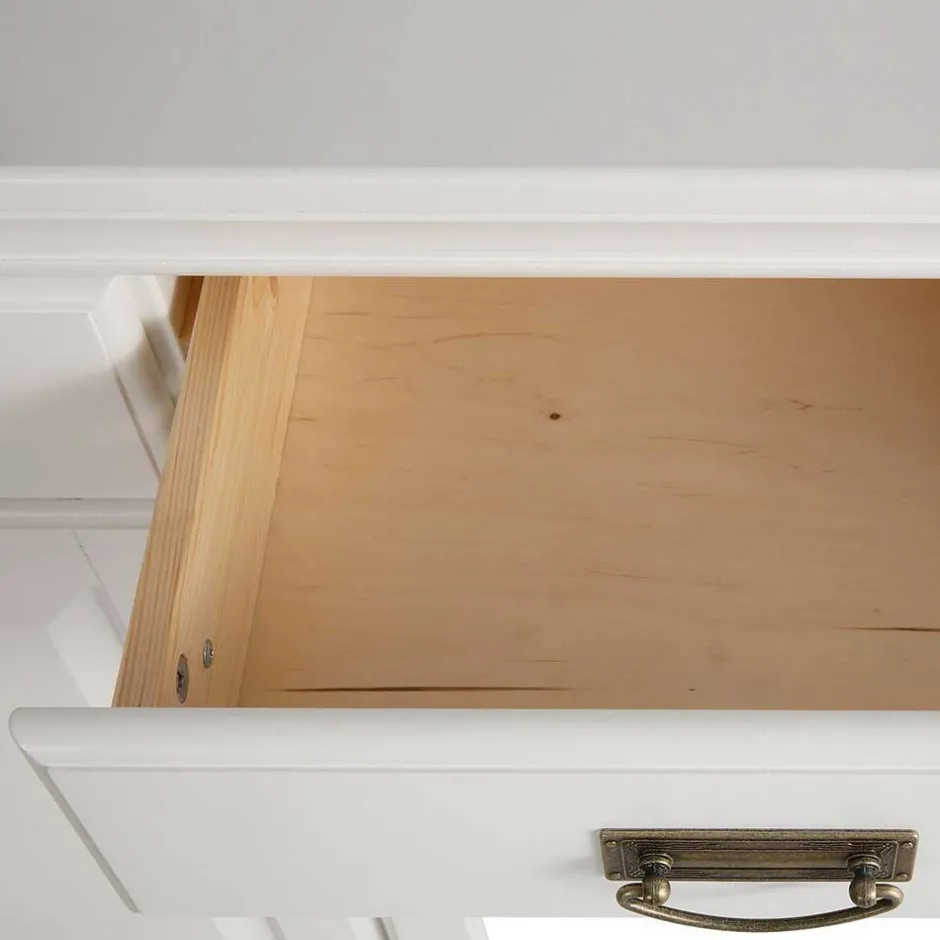 Pharao24 Buffetschrank Weiß Henjov> Wohnzimmervitrinen|Massivholz Schränke