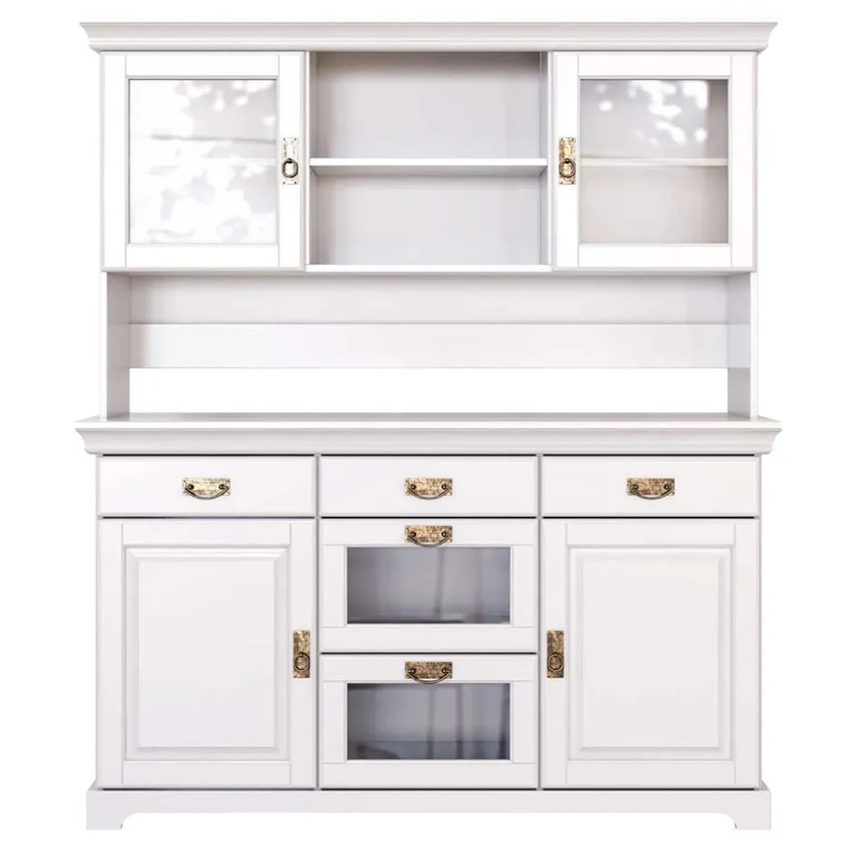 Pharao24 Buffetschrank Weiß Henjov> Wohnzimmervitrinen|Massivholz Schränke
