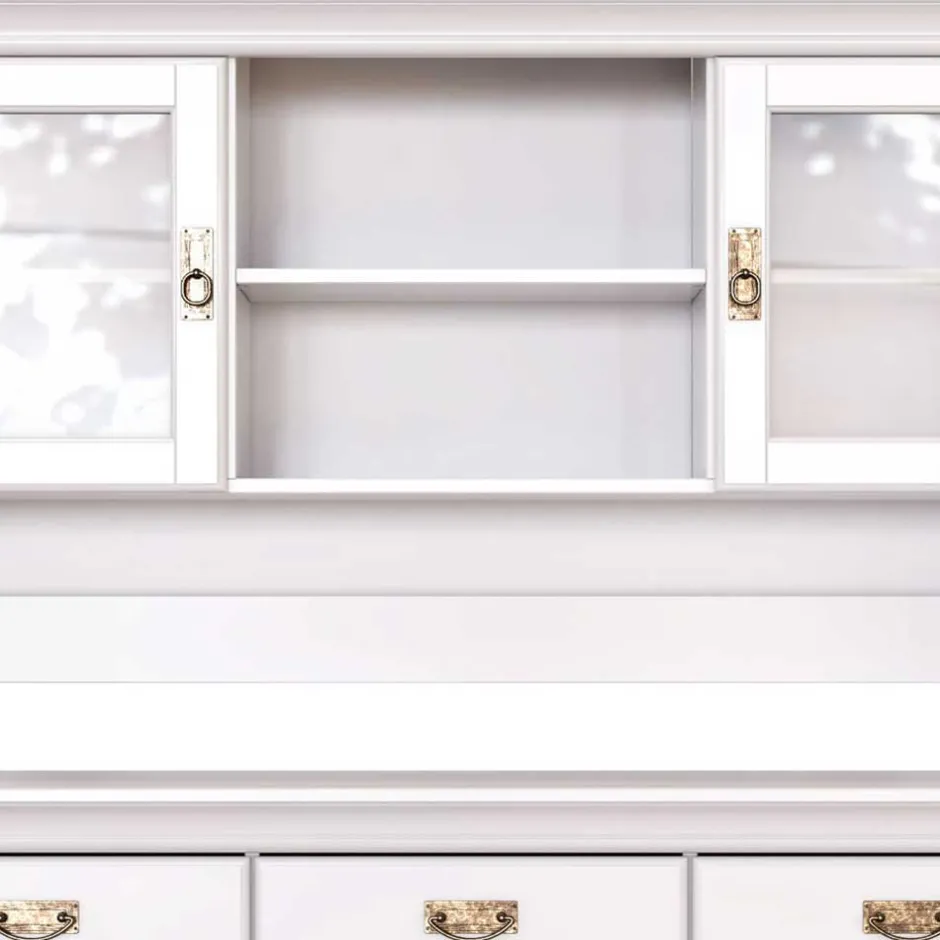 Pharao24 Buffetschrank Weiß Henjov> Wohnzimmervitrinen|Massivholz Schränke