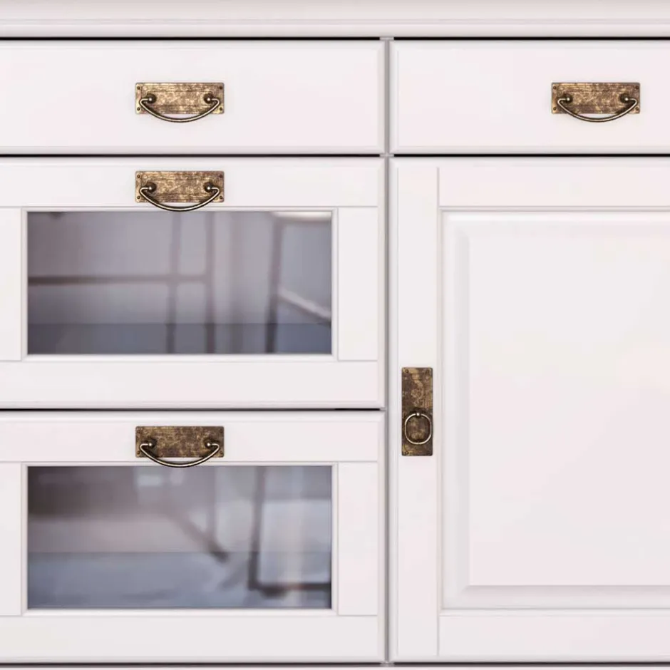 Pharao24 Buffetschrank Weiß Henjov> Wohnzimmervitrinen|Massivholz Schränke