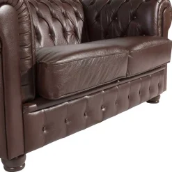 Wohnzimmercouch|Einzelsofa*Pharao24 Chesterfield Leder Couch Leandra
