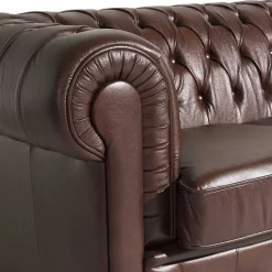 Wohnzimmercouch|Einzelsofa*Pharao24 Chesterfield Leder Couch Leandra