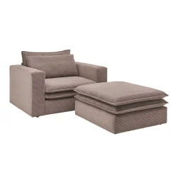 Relaxsessel*Pharao24 Cord Sessel und Hocker Mejan