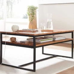 Pharao24 Couchtisch mit Ablage Livanov> Wohnzimmertisch|Massivholztische