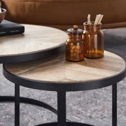 Wohnzimmertisch|Massivholztische*Pharao24 Couchtisch Set rund Endrov