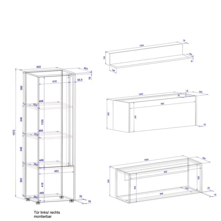 Pharao24 Design Wohnwand mit Schreibtisch Uzniana> Moderne Wohnwände|Wohnwand 250 Cm