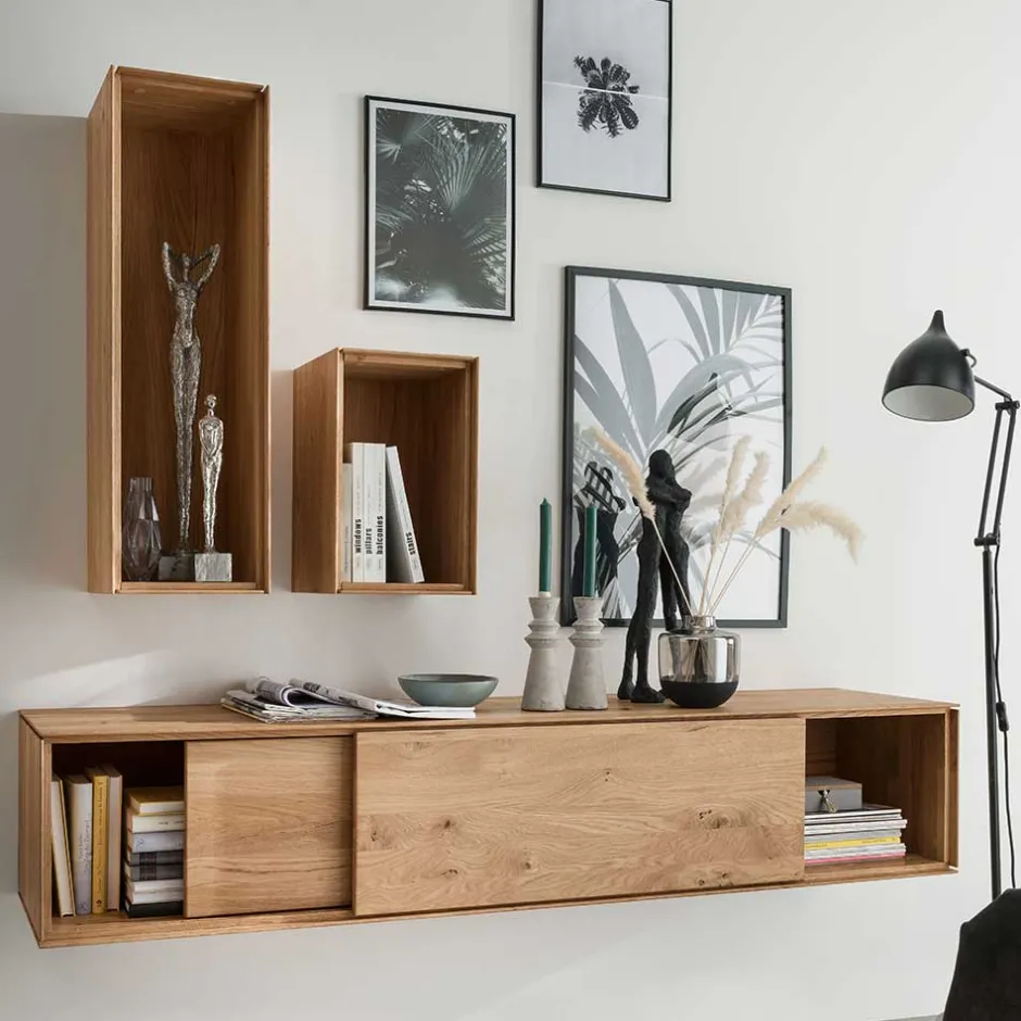 Pharao24 Designer Wohnwand Rennia> Moderne Wohnwände|Massivholz Wohnwände