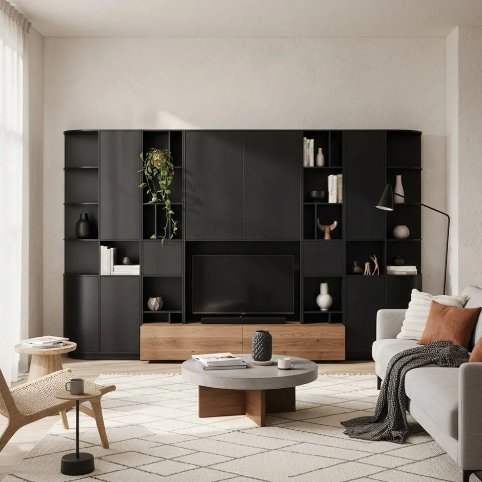 Pharao24 Designer Wohnwand Vreino> Wohnwand 350 Cm|Moderne Wohnwände